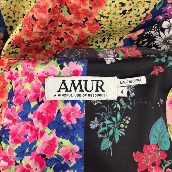 Amur - Nyla Tie Front Dress Vibrant Multicolor Wrap Dress Sz 4 - Picture 7 of 9